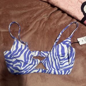 NWOT Women's Shade & Shore Bikini Top Size 36D Purple Zebra Print